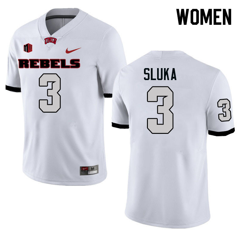 Women #3 Matthew Sluka UNLV Rebels College Football Jerseys Stitched-White